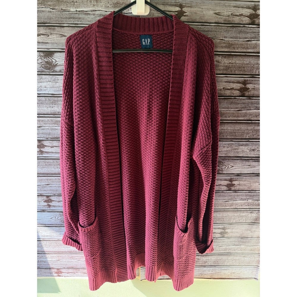 GAP Women's Long-Sleeved Open Front Cardigan Size L Waffle-Knit Pockets NWT